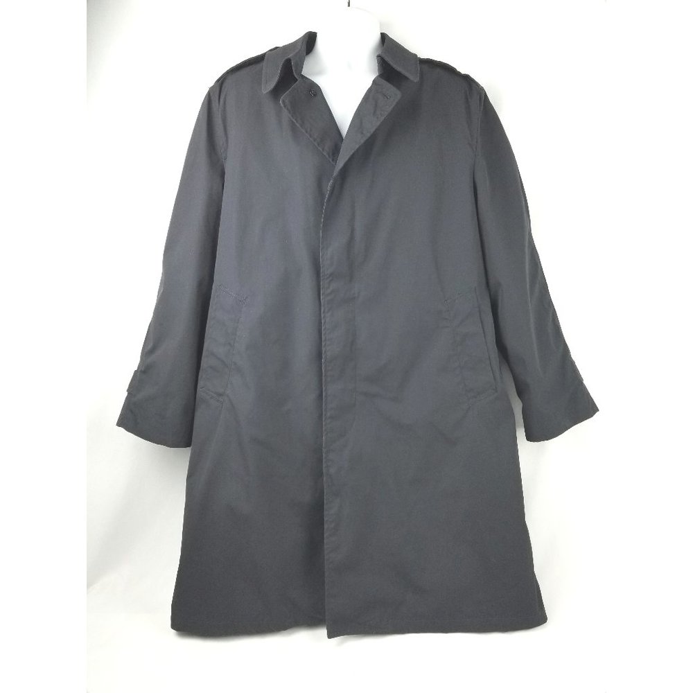 Quarterdeck Coat Black Faux Fur Lined Vintage 44R